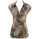 Satin Mini Pleats Cap Sleeve with Collar - Swirl Animal