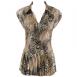 Satin Mini Pleats Cap Sleeve with Collar - Swirl Animal