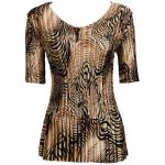 Satin Mini Pleats Half Sleeve V-Neck - Swirl Animal