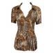 Satin Mini Pleats Half Sleeve with Collar - Swirl Leopard