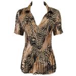 Satin Mini Pleats Half Sleeve with Collar - Swirl Animal