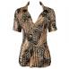 Satin Mini Pleats Half Sleeve with Collar - Swirl Animal
