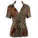 Satin Mini Pleats Half Sleeve with Collar - Patchwork Animal
