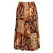 Satin Micro Pleat Calf Length Skirt - Multi Animal Floral