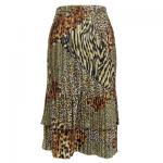 Satin Mini Pleat Tiered Skirt - Patchwork Animal