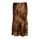 Satin Mini Pleat Tiered Skirt - Golden Leopard