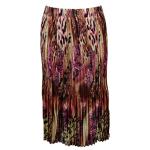 Satin Mini Pleat Calf Length Skirt - Multi Animal Floral Brown-Pink