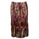 Satin Mini Pleat Calf Length Skirt - Multi Animal Floral Brown-Pink