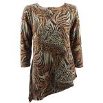Magic Slinky Asymmetric Tunic - Animal Print with Brown and Gold Accent