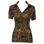 Georgette Mini Pleat Half Sleeve with Collar - Leopard