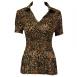 Georgette Mini Pleat Half Sleeve with Collar - Leopard