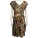 Satin Mini Pleats Cap Sleeve Dress - Swirl Leopard