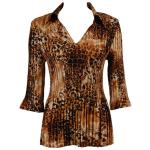 Satin Mini Pleats Three Quarter w/ Collar - Golden Leopard