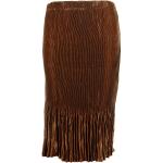 Satin Micro Pleat Calf Length Skirt - Solid Brass