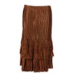 Satin Mini Pleat Tiered Skirt - Solid Brass