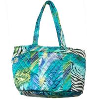 Quilted Bags - Small Tote - Abstract Zebra Blue-Green