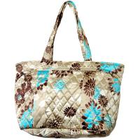 Quilted Bags - Small Tote - Turquoise-Brown Floral