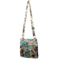 Quilted Bags - Satchel - Turquoise-Brown Floral