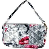 Quilted Bags - Wristlet - White-Black-Pink Floral