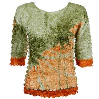 Satin Origami Petal Shirts - Three Quarter Sleeve - Diagonal Palm Trees