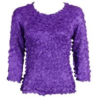 Satin Origami Petal Shirts - Three Quarter Sleeve - Solid Purple