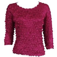 Satin Origami Petal Shirts - Three Quarter Sleeve - Solid Wine