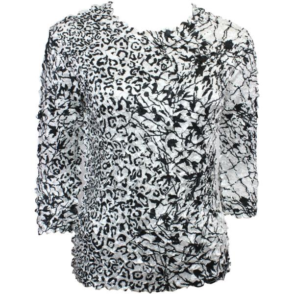 Wholesale 1382 - Satin Petal Shirts - Three Quarter Sleeve Abstract Animal-Linear - One Size Fits Most