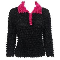 Gourmet Popcorn - 3/4 3 Button Contrast Collar - Black-Magenta