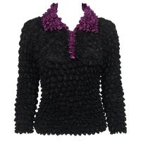 Gourmet Popcorn - 3/4 3 Button Contrast Collar - Black-Eggplant