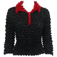 Gourmet Popcorn - 3/4 3 Button Contrast Collar - Black-Red