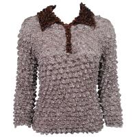 Gourmet Popcorn - 3/4 3 Button Contrast Collar - Tumbleweed Tan-Chocolate