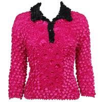 Coin Fishscale - 3/4 3 Button Contrast Collar - Sale - Magenta-Black
