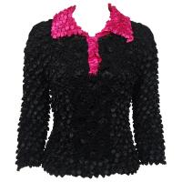 Coin Fishscale - 3/4 3 Button Contrast Collar - Sale - Black-Magenta