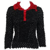 Coin Fishscale - 3/4 3 Button Contrast Collar - Sale - Black-Red