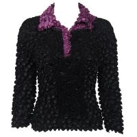 Coin Fishscale - 3/4 3 Button Contrast Collar - Sale - Black-Eggplant