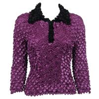 Coin Fishscale - 3/4 3 Button Contrast Collar - Sale - Eggplant-Black