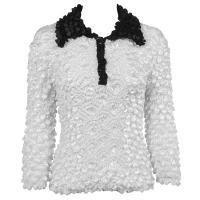 Coin Fishscale - 3/4 3 Button Contrast Collar - Sale - White-Black