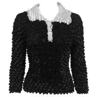 Coin Fishscale - 3/4 3 Button Contrast Collar - Sale - Black-White