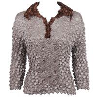 Coin Fishscale - 3/4 3 Button Contrast Collar - Sale - Tumbleweed Tan-Chocolate