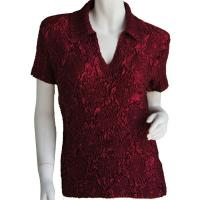 Magic Crush Diamond Short Sleeve with Collar - Burgundy