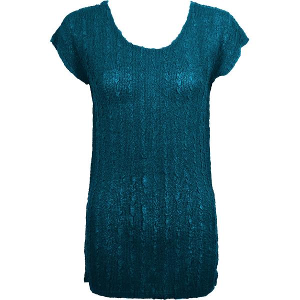 Wholesale 1398 - Magic Crush Georgette - Cap Sleeve Tunics* Solid Teal  - One Size  Fits (S-M)