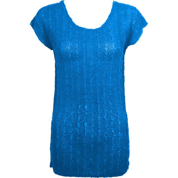 Wholesale 1398 - Magic Crush Georgette - Cap Sleeve Tunics* Solid Cornflower Blue  - One Size  Fits (S-M)