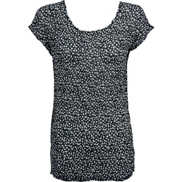 Wholesale 1398 - Magic Crush Georgette - Cap Sleeve Tunics* Polka Dot Black-White Plus - One Size Fits (L-XL)