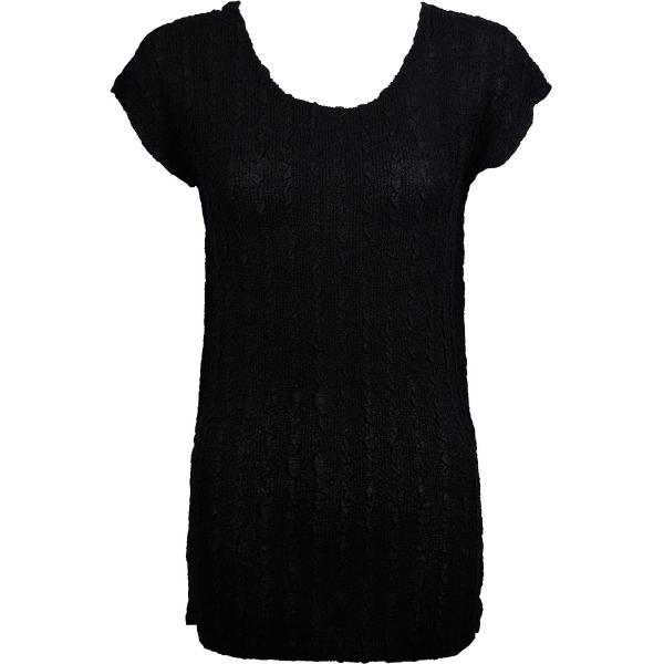 Wholesale 1398 - Magic Crush Georgette - Cap Sleeve Tunics* Solid Black Plus - One Size Fits (L-XL)