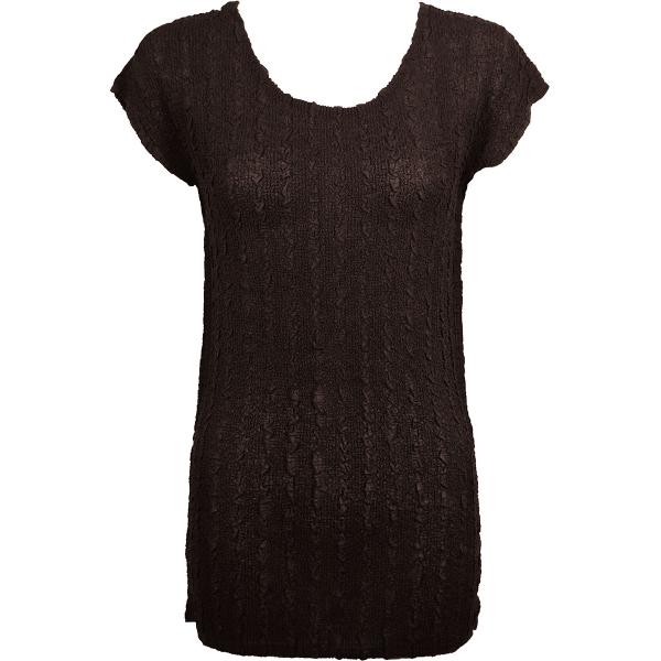 Wholesale 1398 - Magic Crush Georgette - Cap Sleeve Tunics* Solid Dark Brown Plus - One Size Fits (L-XL)