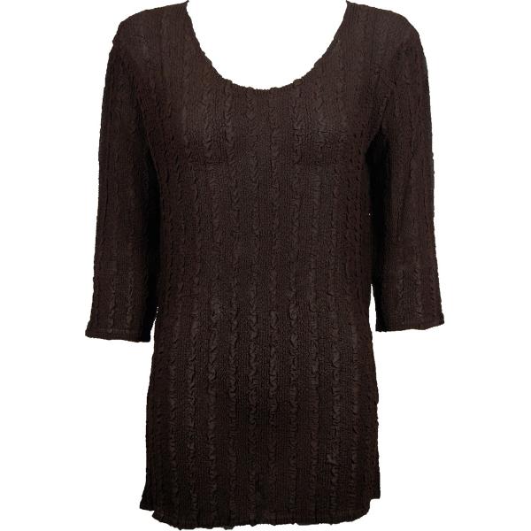 Wholesale 1399 - Magic Crush Georgette 3/4 Sleeve Tunics Solid Dark Brown - One Size  Fits (S-M)