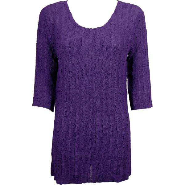 Wholesale 1399 - Magic Crush Georgette 3/4 Sleeve Tunics Solid Purple - One Size  Fits (S-M)