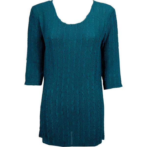 Wholesale 1399 - Magic Crush Georgette 3/4 Sleeve Tunics Solid Teal - One Size  Fits (S-M)