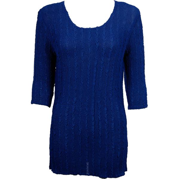 Wholesale 1399 - Magic Crush Georgette 3/4 Sleeve Tunics Solid Royal - One Size  Fits (S-M)