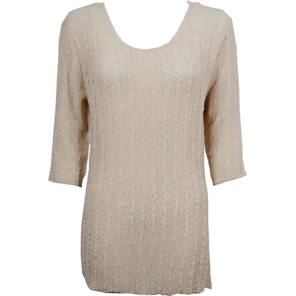 Wholesale 1399 - Magic Crush Georgette 3/4 Sleeve Tunics Solid Beige - One Size  Fits (S-M)